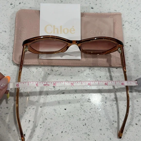 NWT CHLOE OVERSIZED GEOMETRIC SHAPE SUNGLASSES MADE IN ITALY 57-19-140 ORANGE - Picture 14 of 16